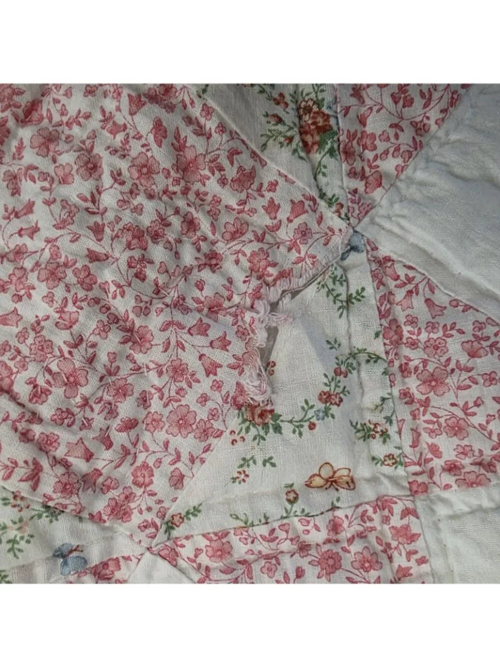 Vintage Pastel Patchwork Sawtooth Star Quilt 80x64